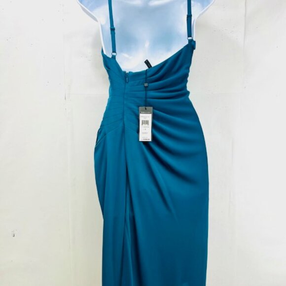 New $238 BCBG MAXARIA PARTY/EVENING MIDI DRESS BRIGT TEAL STRAP, ZIP (#13) - Picture 10 of 10